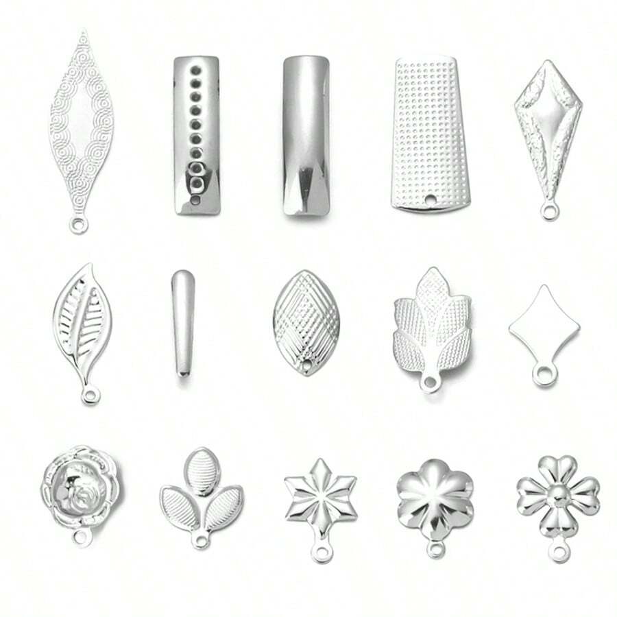 10个/包 不锈钢叶子、树、三叶草、菱形耳钩，简约时尚不褪色耳环配件，DIY珠宝制作耳环组件