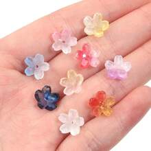 50 piezas Sakura 10mm Cuentas de vidrio 3D, pétalos de cerezo, cuentas sueltas redondas con agujero central para manualidades de joyería DIY, accesorios para el cabello, encantos de teléfono, pulseras, collares, suministros de artesanía de joyería - Cuentas de flor de cerezo - Ver 6