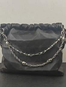 Y2K新款不锈钢骷髅头骨拼接DIY裤链，时尚男女腰间奢华配饰 - 銀色 - 查看 5