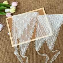 2026 French Lace Triangular Scarf, Spring New Arrival Women's Silk Scarf, Countryside Plaid Headscarf - Apricot - View 4