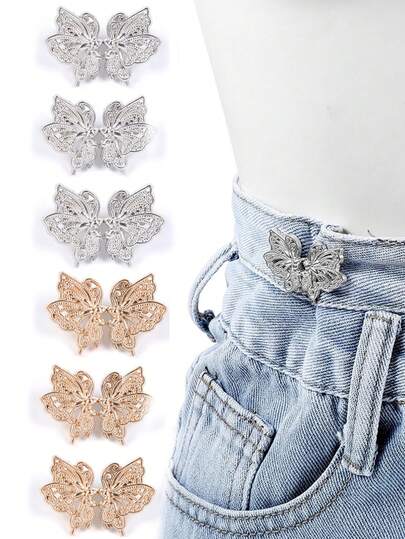 1/2/4 chiếc khuy cài eo hình bướm có thể điều chỉnh cho quần jean rộng, váy, chân váy, không cần may, dành cho nữ.