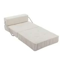 White Folding Sofa Bed, Futon Sofa Bed, Convertible Armchair, Floor Sofa And Mattress For Living Room, Guest Room, Home Office, Apartment, Small Space, Removable Back Cushion - White - View 8