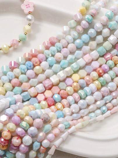 beadia 10颗/包 马卡龙色不规则不透明玻璃珠，适用于DIY珠宝制作，如手链、项链、耳环、发饰、钥匙链等。