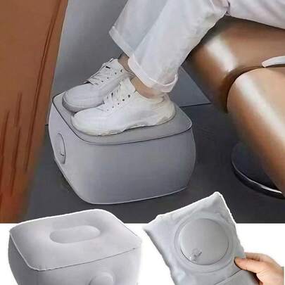 Inflatable Foot Rest, Inflatable Seat Cushion, Quick Inflation Travel Foot Pad, No Air Pump Needed, Portable Foldable Foot Pad For Airplane, Concert, Camping, Fishing And More
