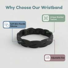 1pc Sports Waterproof Silicone Bracelet, Indoor/Outdoor Running Negative Ion Energy Wristband, Gift For Men, Women, Students, Couples, Accessory - Multicolor - View 4