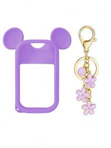 2个/1个/套 1盎司（30毫升）洗手液喷雾瓶保护套，26个花卉字母珍珠吊坠喷雾瓶标记，以及硅胶米老鼠耳朵造型喷雾瓶防摔防撞保护套，珍珠手链设计，方便携带，可挂在包包、钥匙或儿童背包上，耐磨、防水、可清洗、可重复使用，适用于洗手液喷雾瓶。 - 淡紫色 - 查看 18