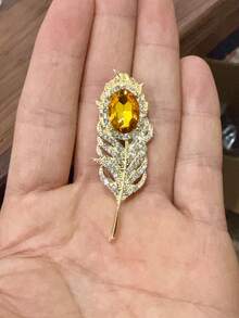 1枚奢华优雅羽毛胸针，高端时尚精致独特个性风格迷人衬衫领针，女士完美礼物 - 彩色 - 查看 10