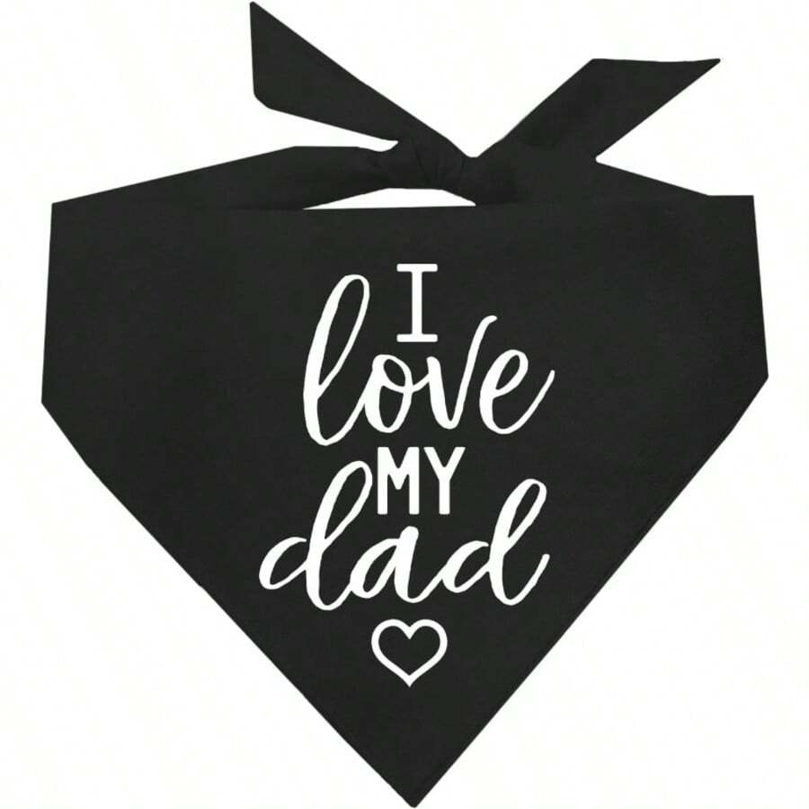 1pc 24.8"X11" "My Dad Is My Hero" Dog Scarf, Funny Gift For Dog Dads, Pet Bandana, Valentine's Day, Father's Day Dog Scarf, Christmas Birthday Gift For Dog Loving Men - Black and White - View 1