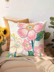 4 件柠檬树图案抱枕套，45 厘米 * 45 厘米单面印花，家居装饰沙发腰垫套，夏季假日风格（不含填充物） - 藍色 - 查看 5