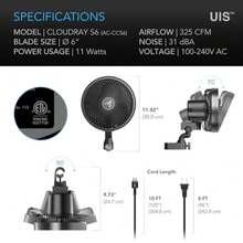 CLOUDRAY S6 Grow Tent Clip Fan 6" with Redesigned Long-Life EC Motor Custom 10 Dynamic Wind Speeds and 10-Level Oscillation Weatherproof IP-54 for Hydroponics Circulation Cooling - Oscilación automática negra - Ver 3