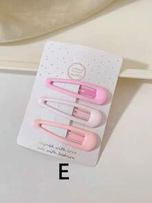 15pcs/Set Pink Heart & Star BB Hair Clips, Matte Ombre Gradient Side Bangs Hair Clips, Suitable For Daily Use - Pink - View 6