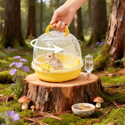 Lồng vận chuyển cho chuột hamster (1 chiếc), lồng trong suốt di động phù hợp cho chuột hamster và chim nhỏ, lồng vận chuyển thú cưng nhỏ, tầm nhìn toàn cảnh rõ ràng, thiết kế cầm tay tiện dụng ngoài trời, không gian bên trong rộng rãi dễ di chuyển, phù hợp cho chuột hamster, chuột gerbil và các thú cưng nhỏ khác.