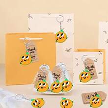D60 Pack Orange Party Keyring Pack Include 20 Keychains20 Thank You Tags And 20 Goodie Bags For Baby Shower Summer Fruit Party Gift Family Party Birthday - Orange - View 4