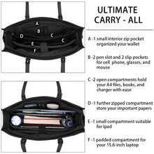 NEWHEY Handheld Tote Bag, Laptop Bag, Waterproof Lightweight Leather, 15.6-Inch Computer Handbag, Business Office Briefcase, Large-Capacity Handbag, Shoulder Bag, Professional Office Work Bag, Black - Multicolor - View 9