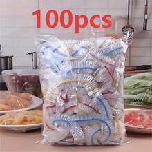 100pcs Elastic Food Preservation Wrap Covers, Food  PE Film Bags, Disposable Bowl Sealing Covers, Kitchen Food Storage Shelves, Kitchen Supplies, Kitchen Tools, Commercial Heavy-Duty Food Protective Covers. - Color - View 5
