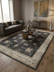 1pc Luxury Moroccan Vintage Floral & Striped Faux Wool Area Rug/Carpet/Door Mat/Runner, Suitable For Bathroom, Kitchen, Entryway, Hallway, Bedside, Living Room, Bedroom, Machine Washable, Home Decor - Multicolor - View 2