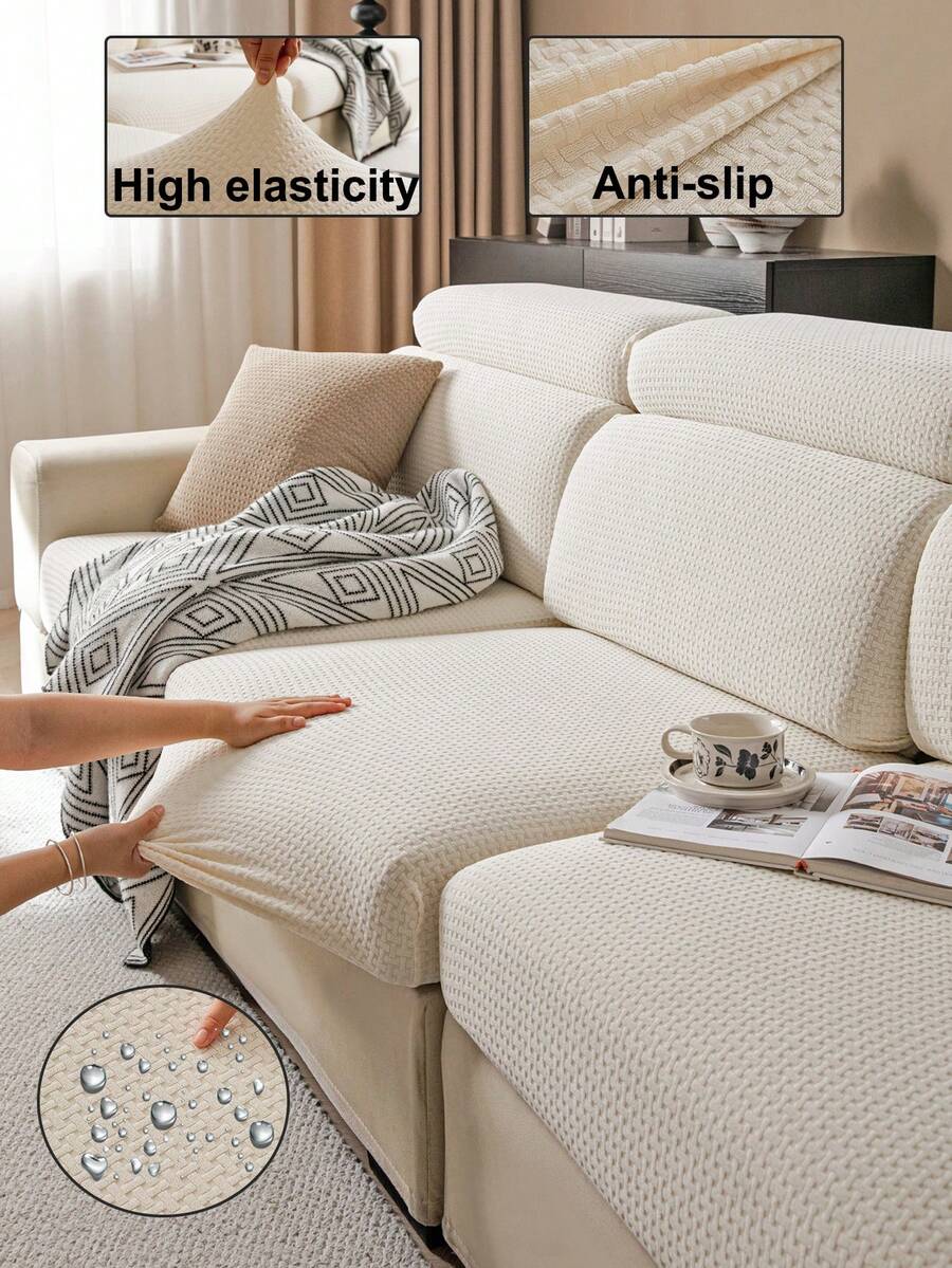 1 chiếc bọc ghế sofa màu trơn, chất liệu nhung mềm mại, co giãn, ấm áp và thoải mái, phong cách tối giản hiện đại, thân thiện với thú cưng, chống trượt, chống bẩn, co giãn, có thể giặt được, phù hợp cho phòng khách, phòng ngủ, phòng học, ghế đơn, ghế đôi, ghế ba, ghế bốn chỗ có tay vịn và tựa lưng, sử dụng được cả bốn mùa. - Màu be - Xem 1