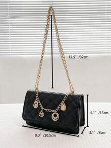 Summer New Versatile Fashion Chain Shoulder Crossbody Square Bag - Black - View 6