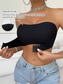 2 piezas Sujetadores de mujer con cierre frontal acanalado de coloresúltiples, sujetadores inalámbricos acolchados con broche frontal, sujetadores sin tirantes - Multicolor 2 - Ver 10
