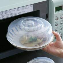 1 pieza Tapa redonda de plástico con asa de 23cm para conservar alimentos en el horno microondas, resistente al aceite, de gran tamaño, accesorio de cocina, tapa de silicona para horno microondas, equipo de camping - Multicolor - Ver 8