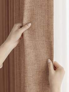 1件复古米色加厚亚麻薄纱窗帘，奢华薄纱窗帘，舒适半遮光窗帘 - 日式亚麻风格，杆袋式半遮光窗帘，适用于客厅和卧室，降噪防紫外线，家居装饰遮光窗帘（190克面料重量） - 彩色 - 查看 3