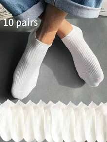 10 pares de calcetines deportivos para hombres, calcetines náuticos blancos, que absorben el sudor y transpirables, para tenis, bádminton, carrera profesional y baloncesto, calcetines negros, blancos y grises de tobillo, calcetines cortos minimalistas de moda - Multicolor - Ver 1