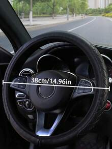 1pc Leather 3D Massage Car Steering Wheel Cover, Black, Universal For Men And Women - Multicolor - View 5