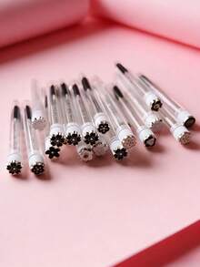 1/2/5/10pcs Pearl Crown, Flower, Clover, Rabbit Lash & Brow Brush, Portable Makeup Brush With Transparent Case, Convenient Travel Makeup Tool - Multicolor - View 2