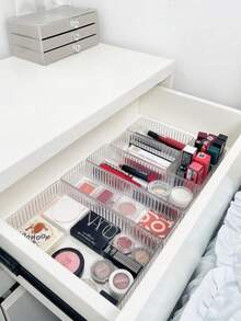 7/6pcs Transparent Drawer Style Storage Boxes, Makeup Organizer, Drawer Divider Tool, Bathroom Essentials, Bedroom Must-Have, Travel Essential, Back To School - Clear - View 4