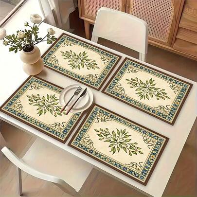 1件装亚麻餐垫，早餐垫，咖啡杯垫，碗垫，厨房配件，易清洁餐垫，适用于家庭、餐厅、餐桌装饰，节日礼物，送礼佳品，多件套