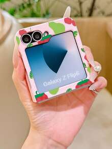 1个时尚简约亲肤PC材质可爱简约水果草莓樱桃元素折叠手机壳，可保护手机并防止跌落，适用于：三星Galaxy Zflip 3/Zflip 4/Zflip 5/Zflip 6/Zflip 7/ Find N3 Flip/ Razr 50 Ultra/ Razr 60 Ultra/ Razr 60/ Razr 50/小米MIX Flip/Galaxy Z Flip7 FE - 無色 - 查看 4