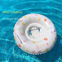 1pc Creative Cute Apple Print Kids Swimming Ring, Thickened With Handle, Suitable For Boys And Girls - White - View 6