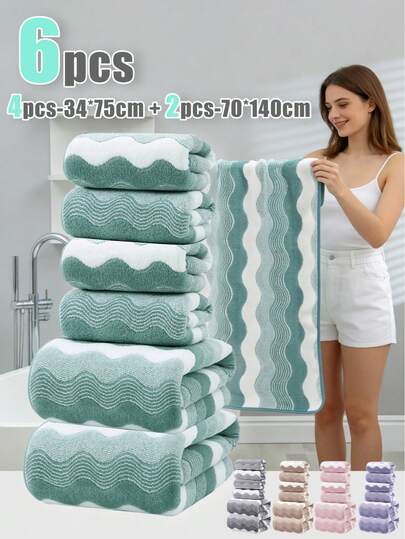 1 pièce/6 pièces Serviette de bain en polaire de corail minimaliste moderne, super douce, séchage rapide, non pelucheuse, serviette de sauna, haute absorbance, ultra douce (légère et fine), légère, serviette d'invité, ensemble de serviettes de douche de haute qualité, accessoire de salle de bain durable, meilleur cadeau pour le partenaire. Taille de la serviette : 34*75, Taille de la serviette de bain : 70*140