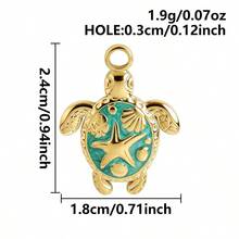 Mặt dây chuyền hình rùa biển nhỏ giọt dầu màu xanh dương, mạ điện, làm từ thép không gỉ 304, kèm phụ kiện trang sức DIY (1 cái/2 cái/3 cái), phụ kiện trang sức DIY hình rùa. - Hình ảnh - Xem 14