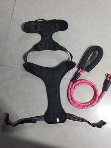 Conjunto de 2 peças: Coleira Peitoral Refletiva e Guia de 1,5m, Coleira Peitoral Respirável para Animais de Estimação, Adequada para Cães e Gatos de Grande, Pequeno e Médio Porte, Colete para Filhotes, Conjunto de Acessórios para Coleira e Guia. - Rosa Quente - Ver 5