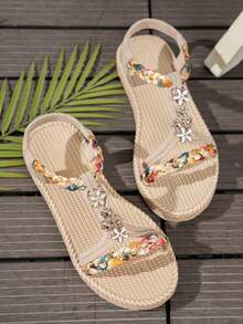 Dép xăng đan đế bằng thời trang nữ, dép xăng đan đế bằng phong cách Bohemian đi biển. - Nhiều màu - Xem 5