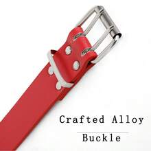 女士Y2K星形铆钉红色皮革腰带 - 朋克铆钉可调节腰带，适合搭配牛仔裤 - 紅色 - 查看 3