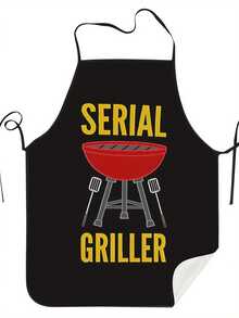 [Durable Design] Adjustable Cooking Apron For Grill - Black With Red Pattern, Suitable For Men And Women, Retro Style, Suitable For Home And Outdoor Cooking, Durable Fabric, Barbecue Apron - 60*80cm - View 2