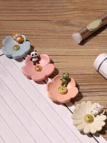 1pc Floral & Animal Shaped Cute Incense Burner, Zen Desktop Tea Pet Decor - Flower Style - View 4