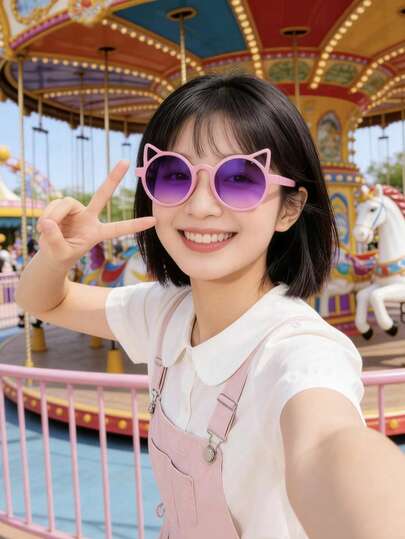 1 cặp kính hình tai mèo, phù hợp cho thanh thiếu niên, kiểu dáng hoạt hình dễ thương, tuyệt vời cho các bữa tiệc, lễ hội, lễ hội hóa trang, sinh nhật và quà Giáng sinh.