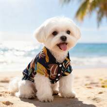 BJAYPET Áo sơ mi Hawaii thoáng khí cho thú cưng, cài cúc phía trước dễ mặc/cởi, phù hợp cho chó nhỏ đến trung bình như chó Maltese và Poodle, áo mát mẻ cho kỳ nghỉ hè. - Nhiều màu - Xem 9