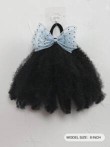 1 búi tóc giả kiểu Afro bồng bềnh 8 inch, tóc mềm mại, chất lượng cao, tóc giả tổng hợp Marley Kinky Fluffy với thiết kế co giãn, dành cho nữ. - Màu đen tự nhiên - Xem 3