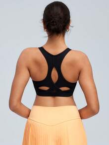 Tender Angel Women Sports Bra, Removable Padded, Minimalist Racerback Design, Suitable For Yoga, Running, Fitness - Black - View 4