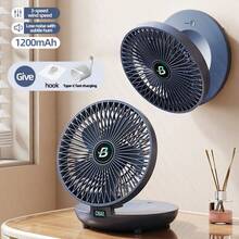 2026 新款可充电多功能便携式壁挂/桌面风扇，90°可折叠，3 档风速，静音运行，适合家庭和办公室作为 USB 桌面风扇使用。 - Table Fan - 查看 15