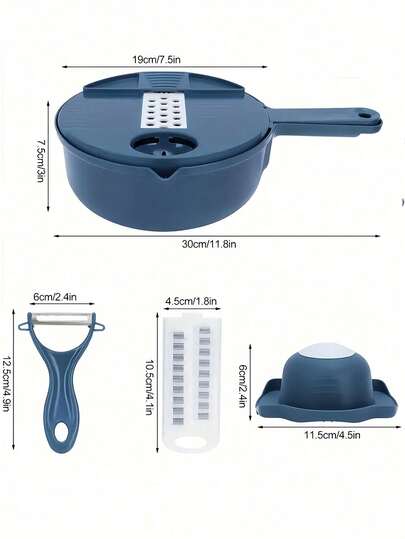 Multi-Function Vegetable Chopper Manual Slicer Shredder And Grater 6-Blade Vegetable Fruit Slicer Manual Food Grinder Fruit Grinding Machine Cutter With Container For Vegetables Fruits Home Slicer Kitchen Gadget Essential Accessory