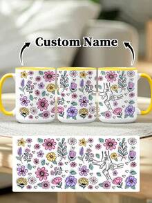 1pc 11oz/15oz Custom Mother's Day Name Mug, Personalized Coffee Cup With Printed Name. The Wrap-Around Pattern On The Mug Can Be Customized With Up To 8 Children Holding Their Mother's Hand. This Mother-Themed Mug With Floral Elements Is An Ideal Gift For Mom And A Unique, Thoughtful Present - 款式9 - 查看 50