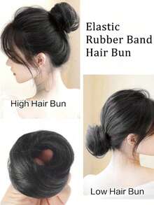 合成假发、发圈、直发圈、女士仿真发、蓬松自然发髻、懒人盘发 - 彩色 - 查看 6