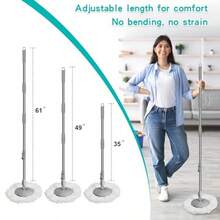 L2ozm0hg Compact Spin Mop And Bucket With Clean And Dirty Water System Floor Mop With 360° Swivel Wheels 61" Handle 6 Reusable Mop Heads For For Wood Tile Vinyl Baseboards- Blue/Yellow - Xanh lam/Vàng - Xem 3