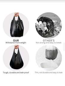 100 túi rác loại dày, cỡ lớn màu đen, chống rò rỉ, chịu tải cao, bền chắc, thích hợp cho nhà bếp, phòng khách, phòng ngủ, phòng tắm, văn phòng (có các tùy chọn 5/50/100 túi) - A - Xem 8