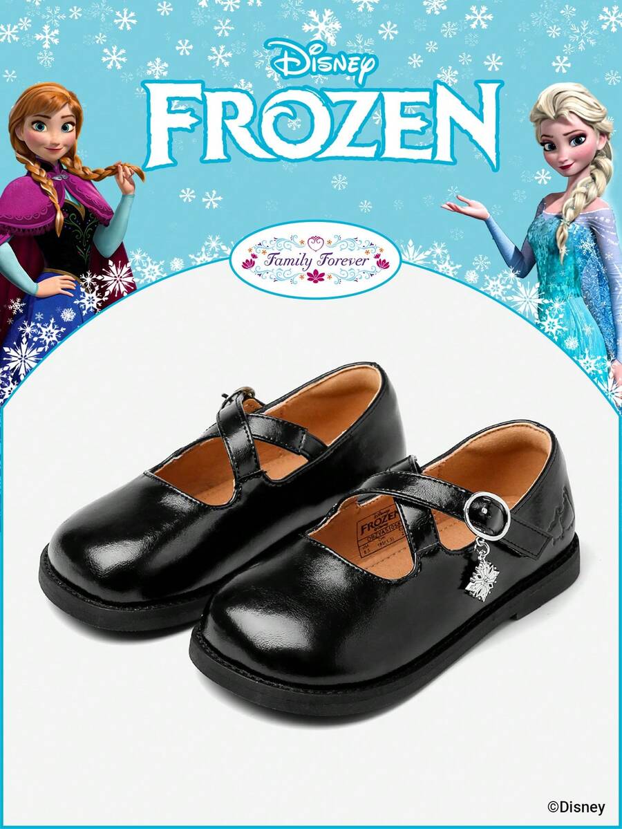 Disney 1双冰雪奇缘授权合作款儿童鞋,适合日常穿着、节日庆典、运动、户外活动,舒适防滑,透气(儿童平底鞋、女童鞋、公主鞋、女王鞋) - 黑色 - 查看 1